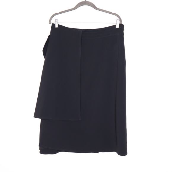 PUBLIC SCHOOL Drape A-Line Midi Skirt High Rise Wear To Work in Black Women's 8 - Picture 1 of 10